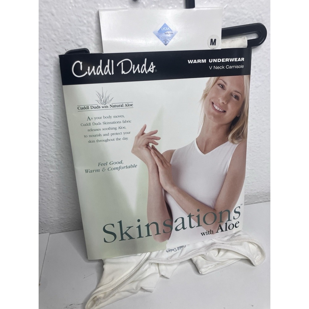 Cuddl Duds w Aloe Tank Top Womens Med White Warm Underwear White Long Johns